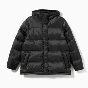 Everlane The ReNew Puffy Puff Hooded Puffer Coat Black
